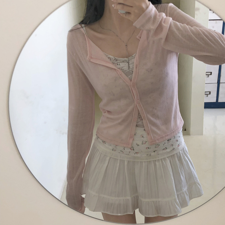 リブスリムサマーカーディガン PINK