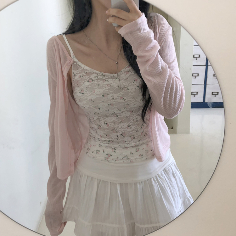 リブスリムサマーカーディガン PINK