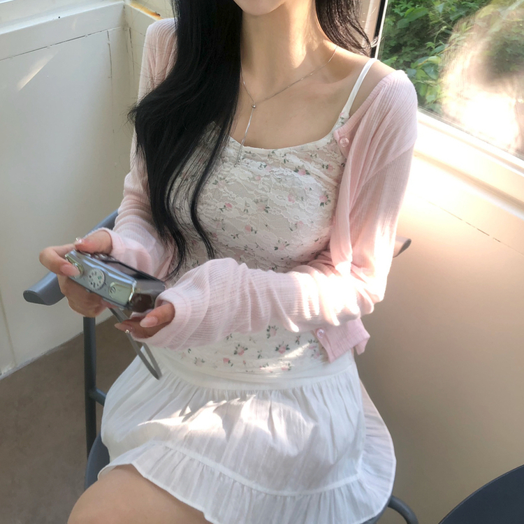 リブスリムサマーカーディガン PINK