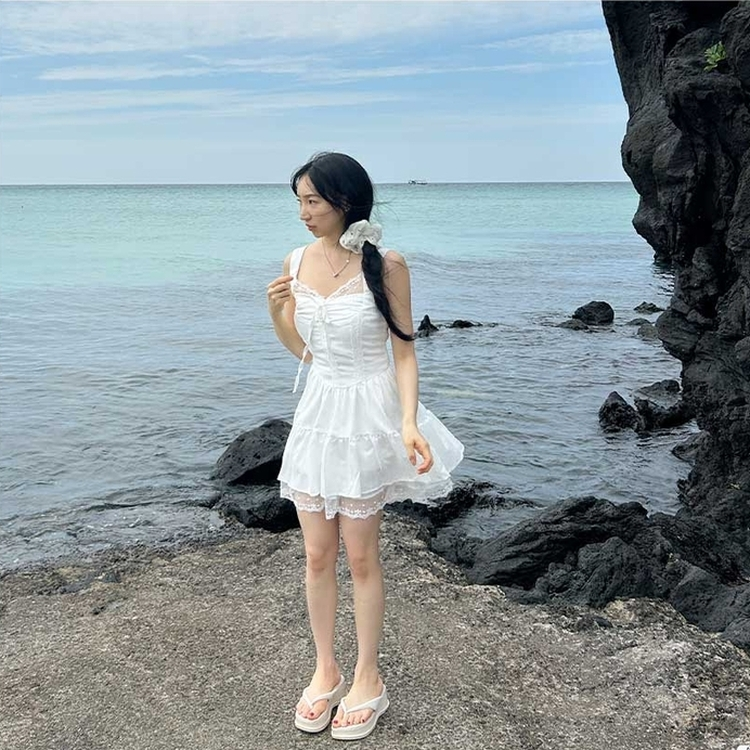 M me eme コットンレースリボンキャミミニワンピース WHITE 公式サイト