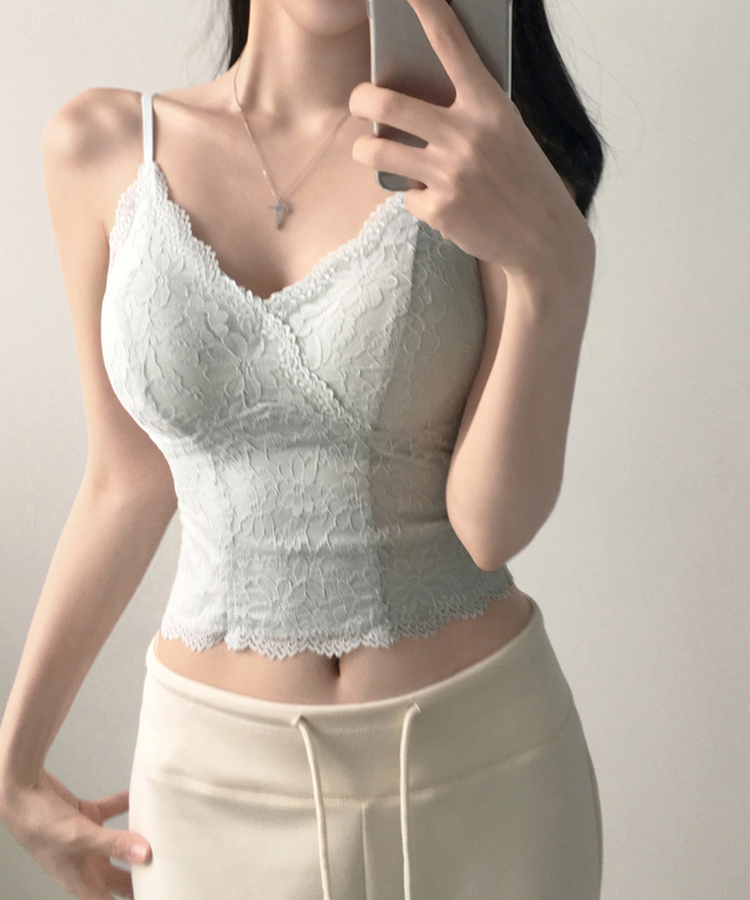 렌키 레이스 캡내장 끈 나시 슬리브리스 민소매 이너 끈조절 레이어드 코디필수템 란제리코어 데일리 데이트룩 꾸꾸꾸 여름신상여름나시 소라