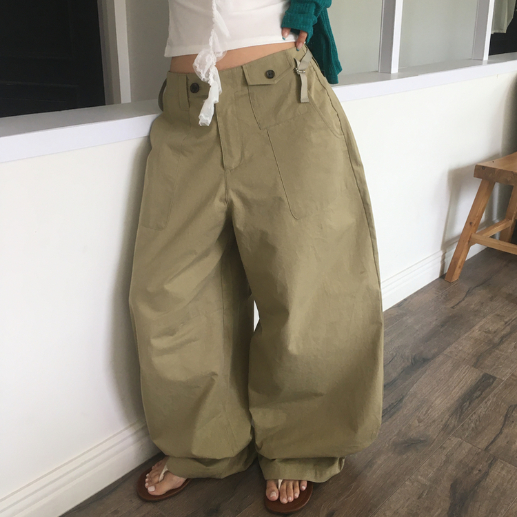 ポケットポイントバルーンコットンワイドパンツ BEIGE