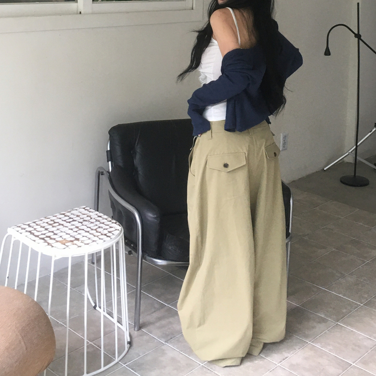 ポケットポイントバルーンコットンワイドパンツ BEIGE