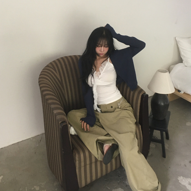 クールタッチオープンクロップカーディガン NAVY