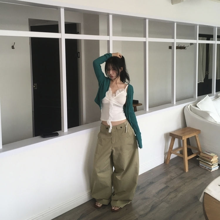 クールタッチオープンクロップカーディガン TEAL