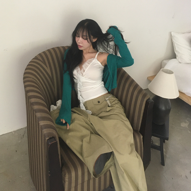 クールタッチオープンクロップカーディガン TEAL