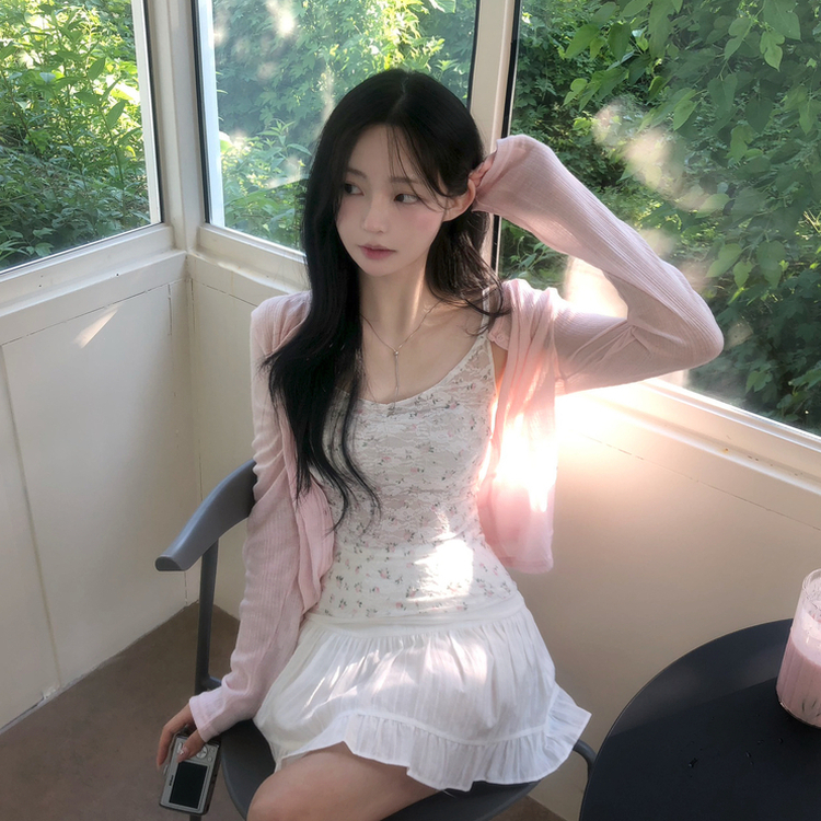 小花柄レースシアーキャミソール IVORY