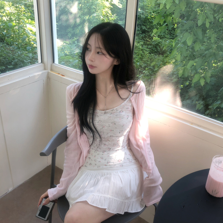 小花柄レースシアーキャミソール IVORY