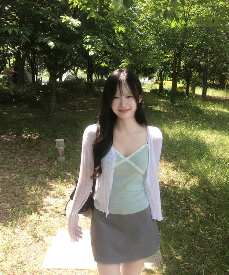 シースルーレース長袖カーディガン(5color) IVORY