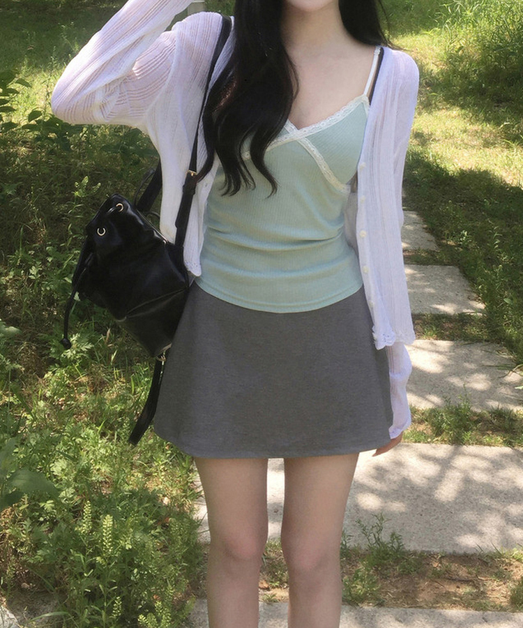 シースルーレース長袖カーディガン(5color) IVORY