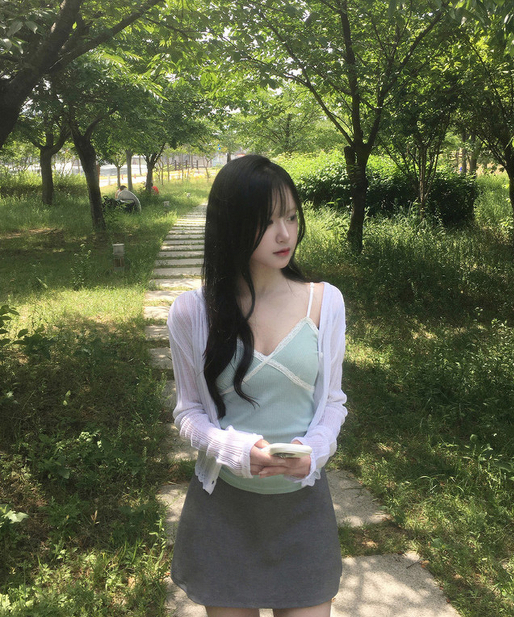 シースルーレース長袖カーディガン(5color) IVORY