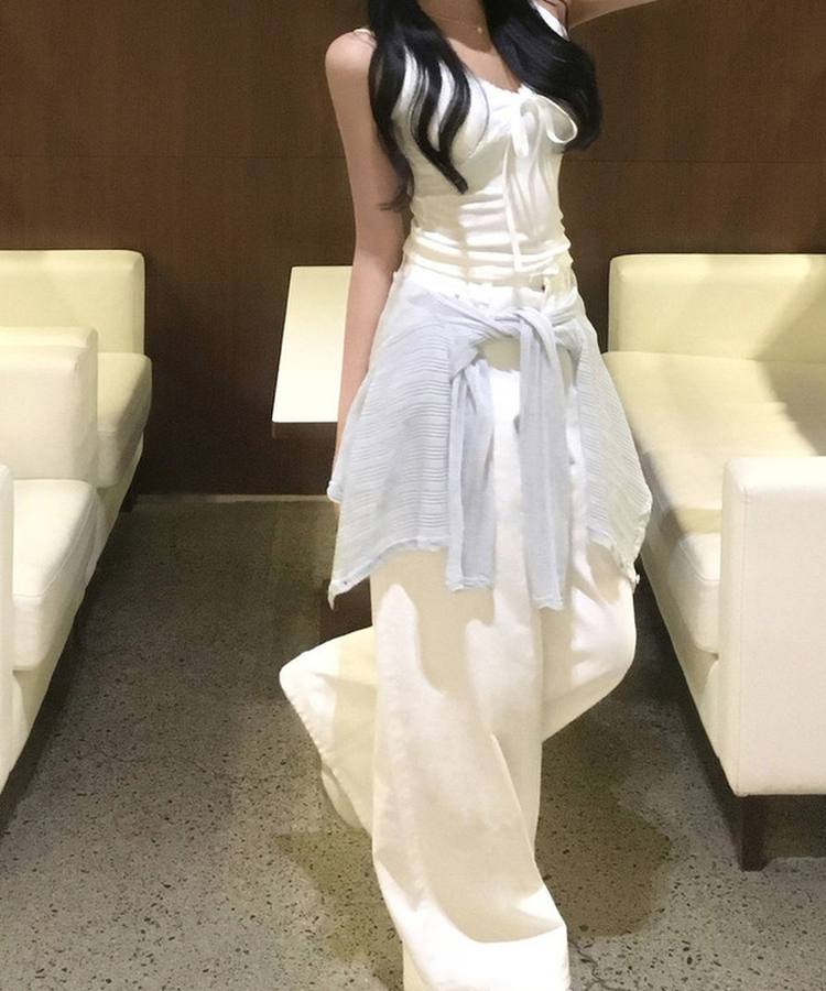 レースリボンリブキャミソール(5color) IVORY