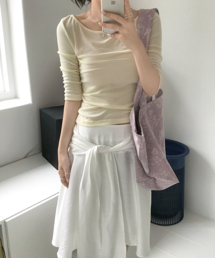 ベーシック7分丈Tシャツ(5color) BUTTER