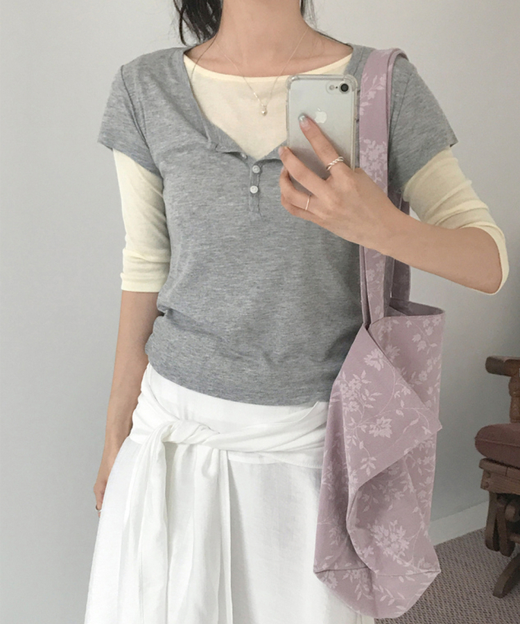 ベーシック7分丈Tシャツ(5color) BUTTER