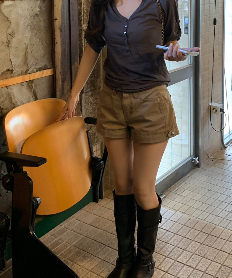 スナップショートパンツ BEIGE