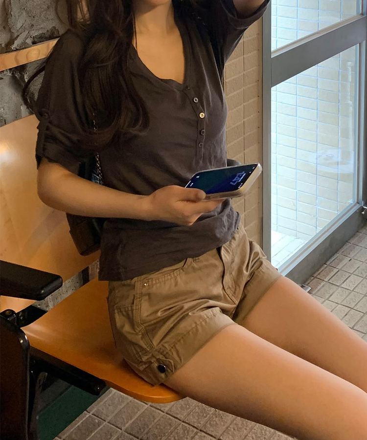 スナップショートパンツ BEIGE