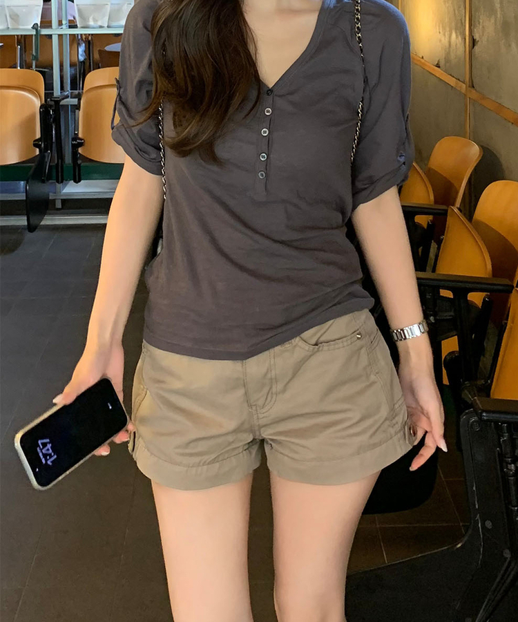スナップショートパンツ BEIGE