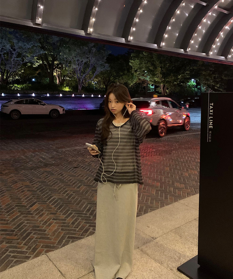ストラップロングマキシスカート GRAY
