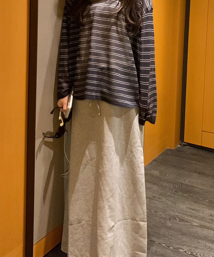 ストラップロングマキシスカート GRAY
