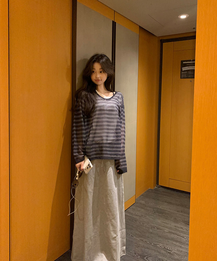 ストラップロングマキシスカート GRAY