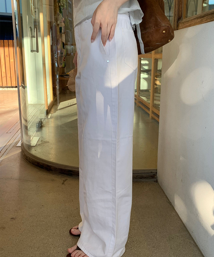 ベーシックストレートコットンパンツ WHITE