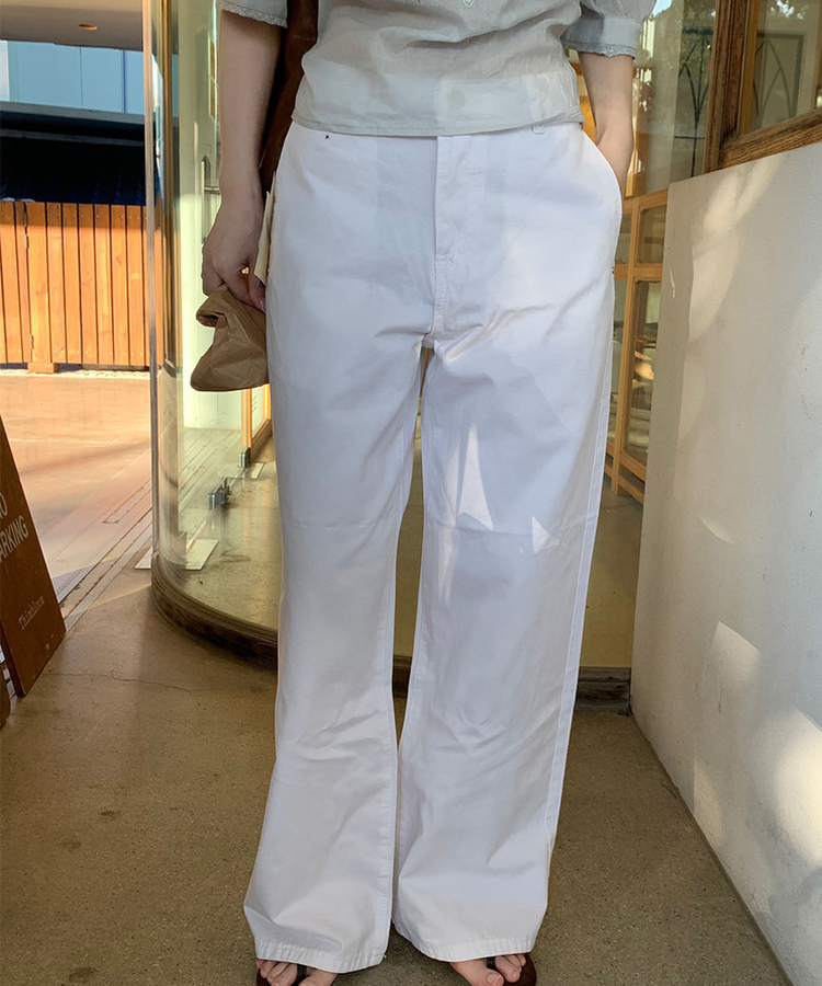 ベーシックストレートコットンパンツ WHITE