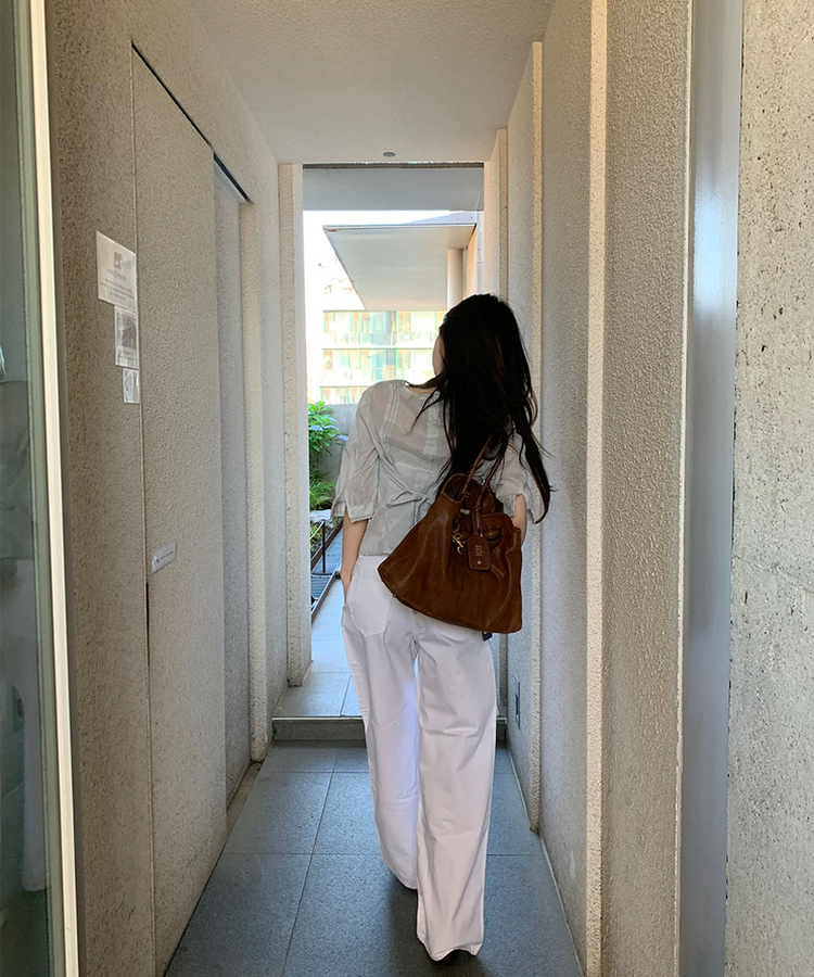 ベーシックストレートコットンパンツ WHITE