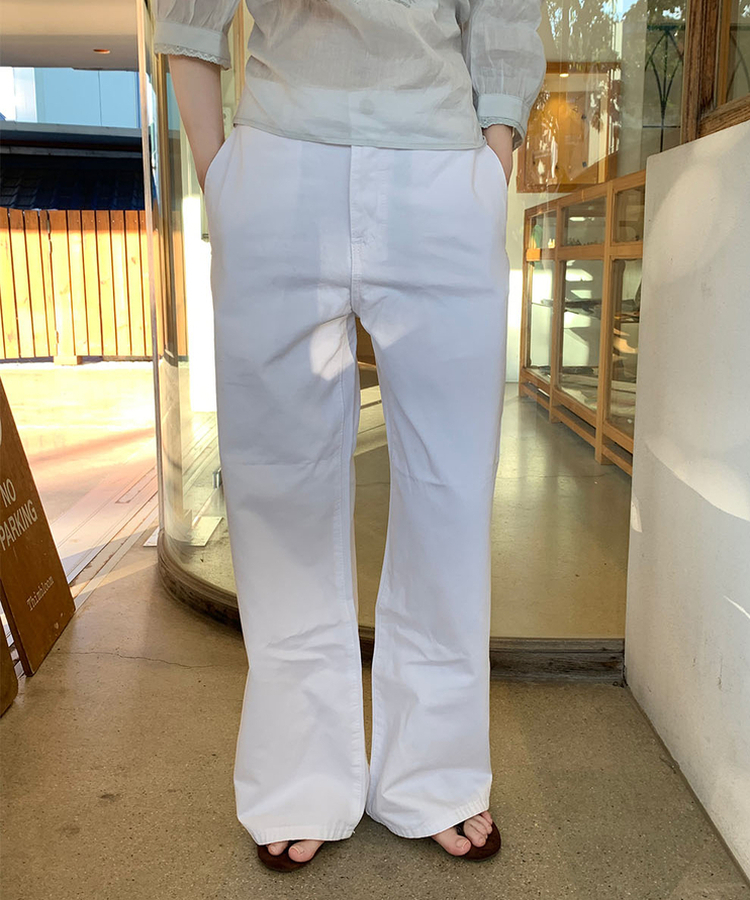 ベーシックストレートコットンパンツ WHITE