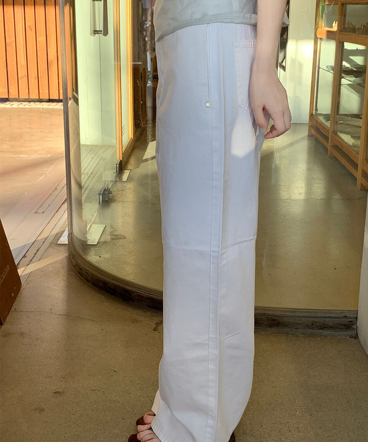ベーシックストレートコットンパンツ WHITE