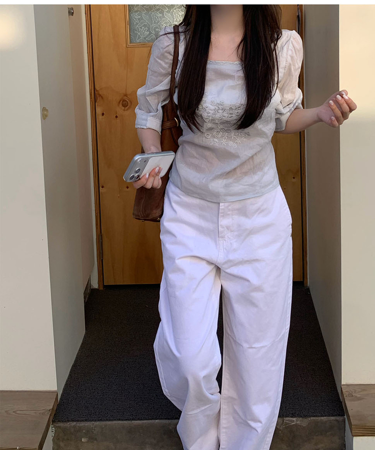 ベーシックストレートコットンパンツ WHITE