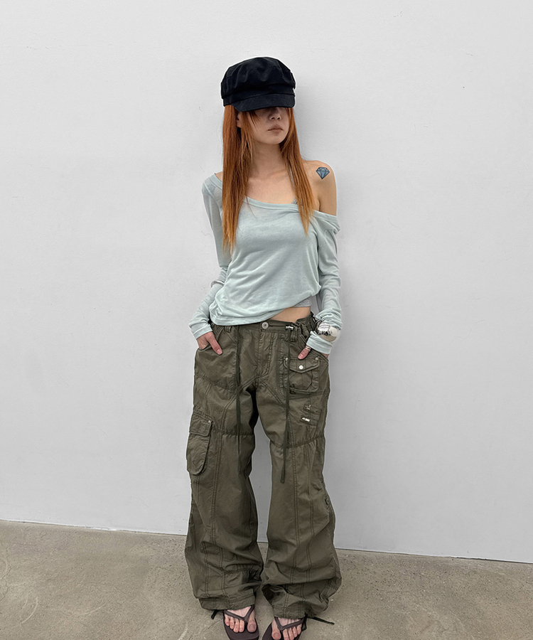 スクエアトングサンダル BROWN