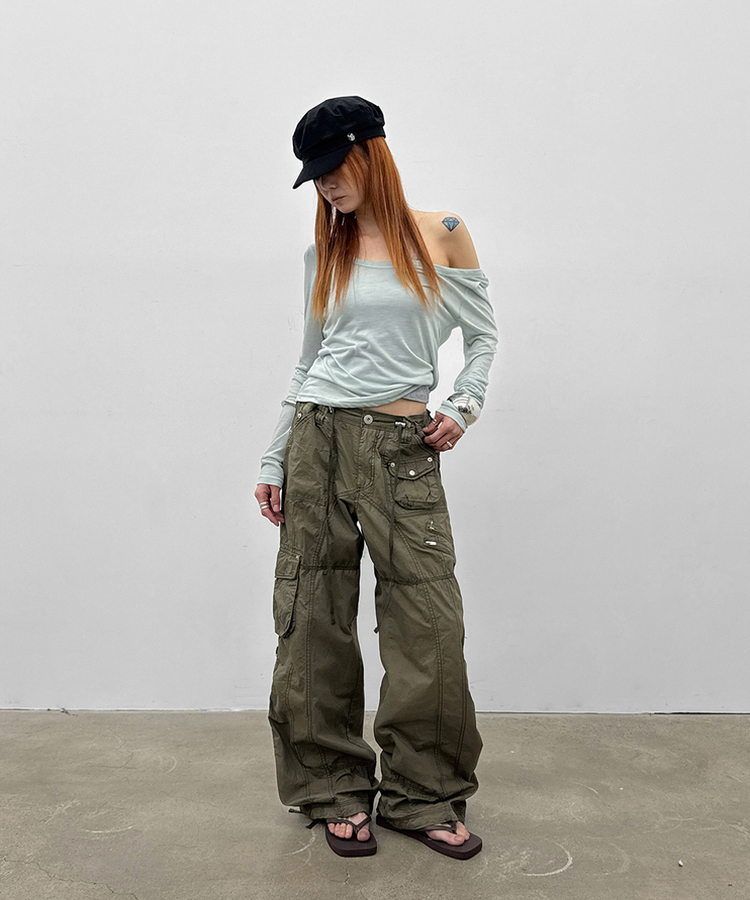 スクエアトングサンダル BROWN