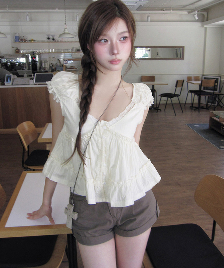 ヴィンテージロールアップショートパンツ KHAKI