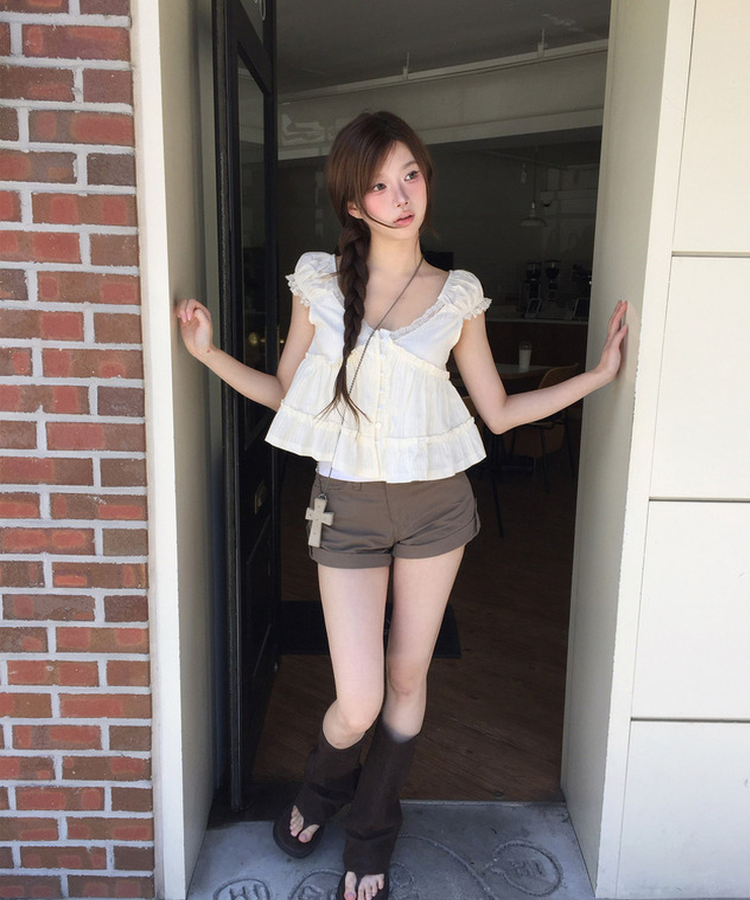 ヴィンテージロールアップショートパンツ KHAKI