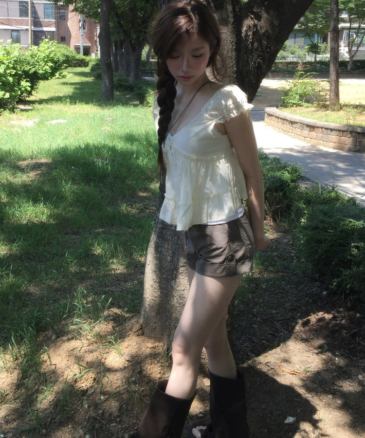 ヴィンテージロールアップショートパンツ KHAKI