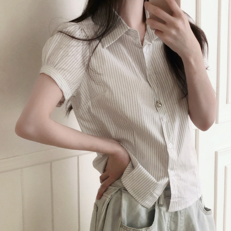 ストライプ半袖シャツ WHITE