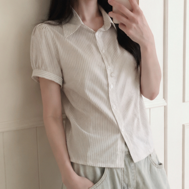 ストライプ半袖シャツ WHITE