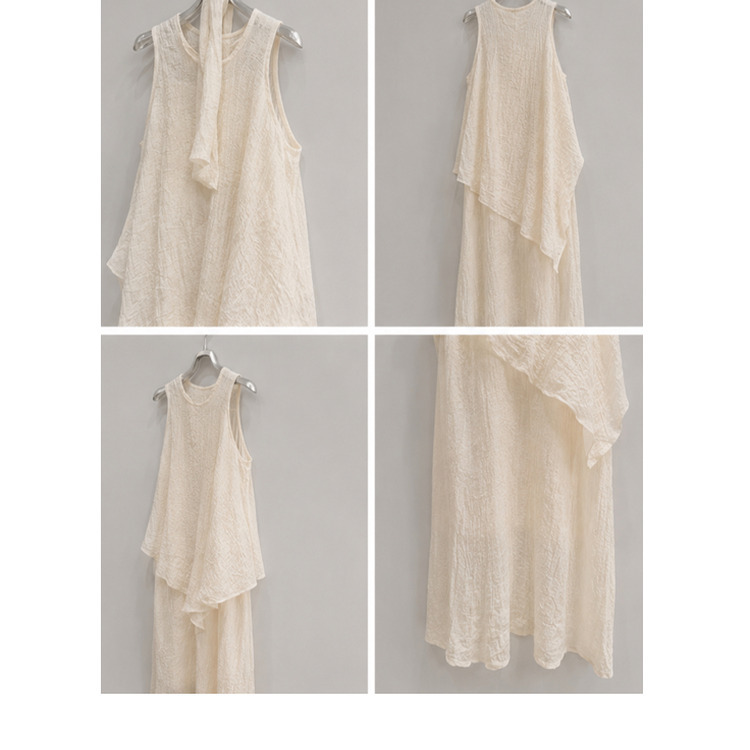 【SET】【タイ付き】アシメブラウス＋キャミロングワンピース