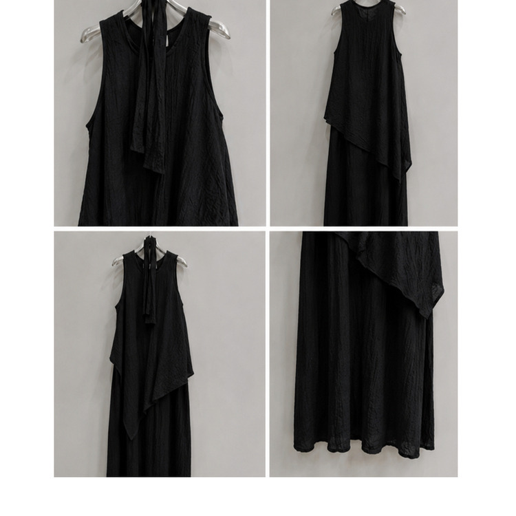 【SET】【タイ付き】アシメブラウス＋キャミロングワンピース