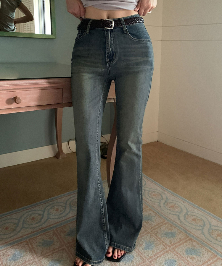 【丈別】ローライズブーツカットデニムパンツ GRAYISH DEEP