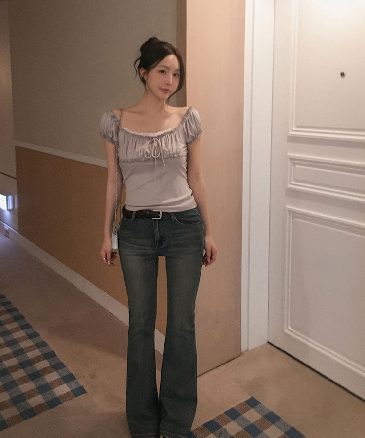 【丈別】ローライズブーツカットデニムパンツ GRAYISH DEEP