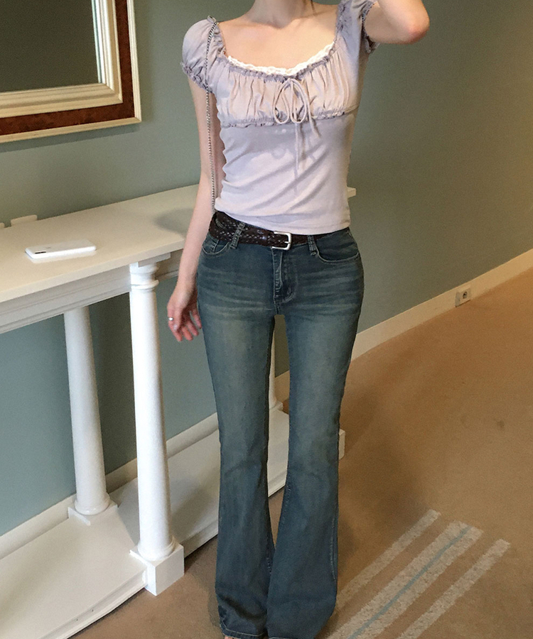 【丈別】ローライズブーツカットデニムパンツ GRAYISH DEEP