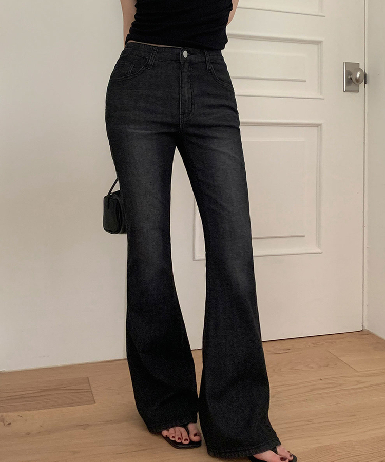【丈別】ローライズブーツカットデニムパンツ BLACK DENIM