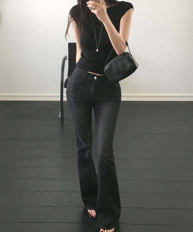 【丈別】ローライズブーツカットデニムパンツ BLACK DENIM