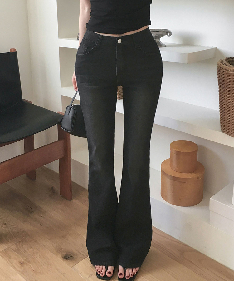 【丈別】ローライズブーツカットデニムパンツ BLACK DENIM