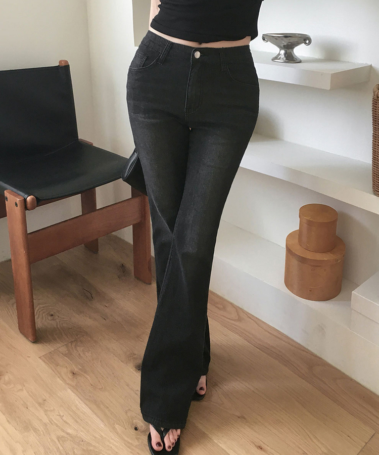 【丈別】ローライズブーツカットデニムパンツ BLACK DENIM