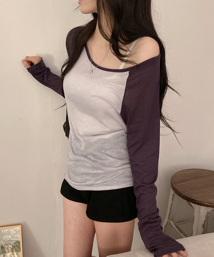 シアーラグランルーズ長袖Tシャツ(5color) PURPLE