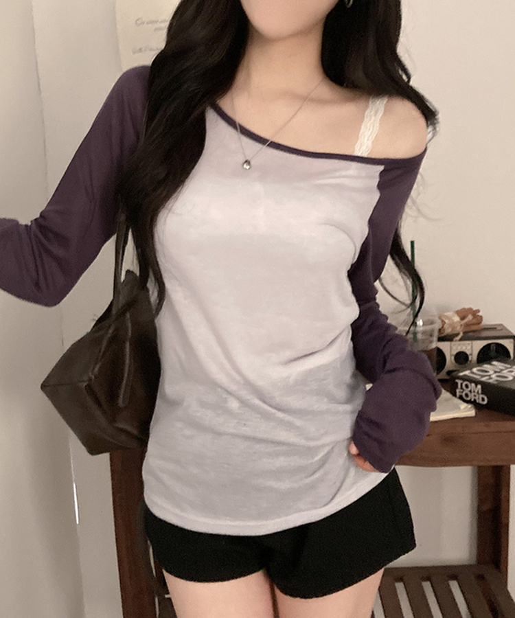 シアーラグランルーズ長袖Tシャツ(5color) PURPLE