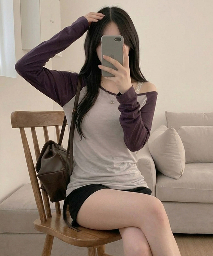 シアーラグランルーズ長袖Tシャツ(5color) PURPLE