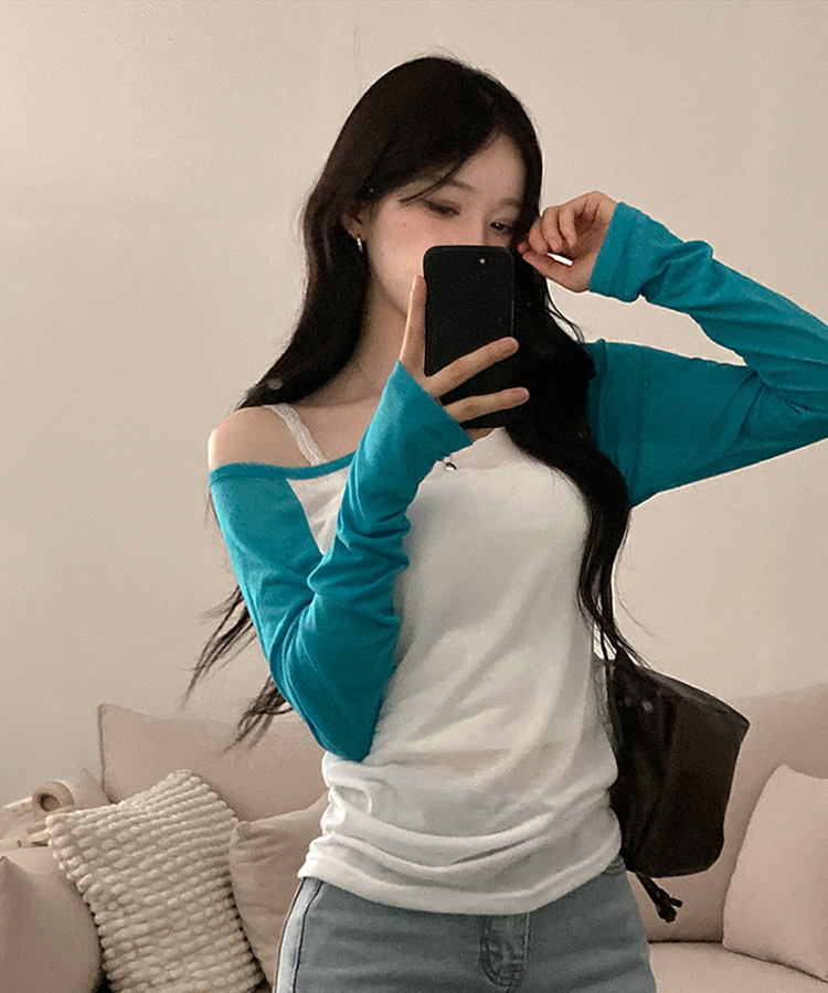 シアーラグランルーズ長袖Tシャツ(5color) AQUA